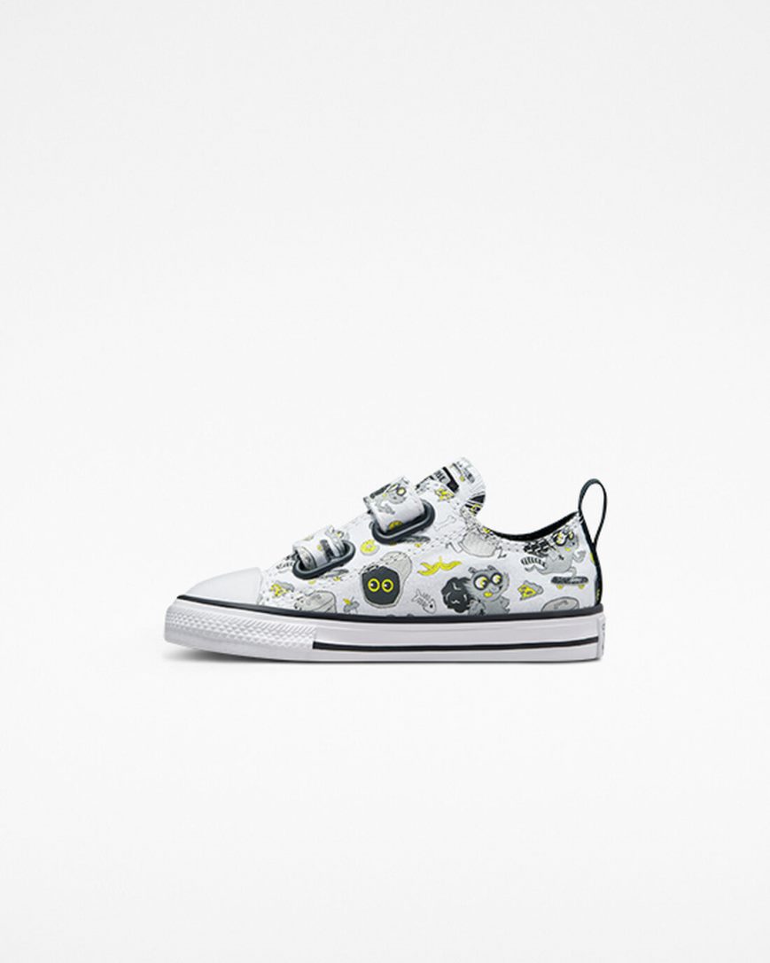 White / Black / Grey Converse Chuck Taylor All Star Easy-On Raccoons Boys' Low Top Shoes | RGK145L3I