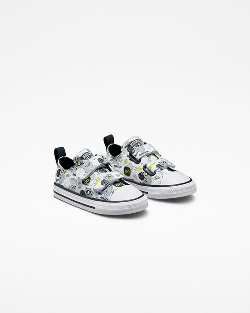 White / Black / Grey Converse Chuck Taylor All Star Easy-On Raccoons Boys' Low Top Shoes | RGK145L3I