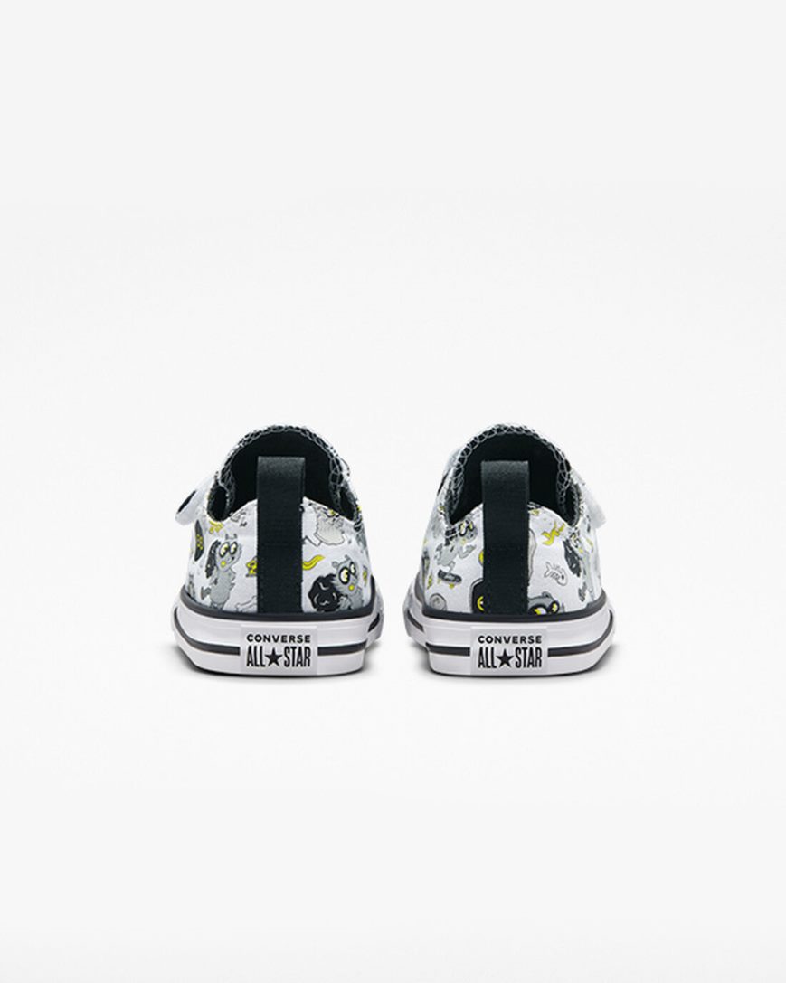 White / Black / Grey Converse Chuck Taylor All Star Easy-On Raccoons Boys' Low Top Shoes | RGK145L3I