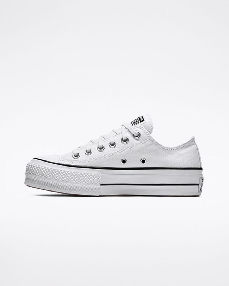 White / Black / White Converse Chuck Taylor All Star Lift Canvas Low Top Women's Platform Shoes | GWILK1594