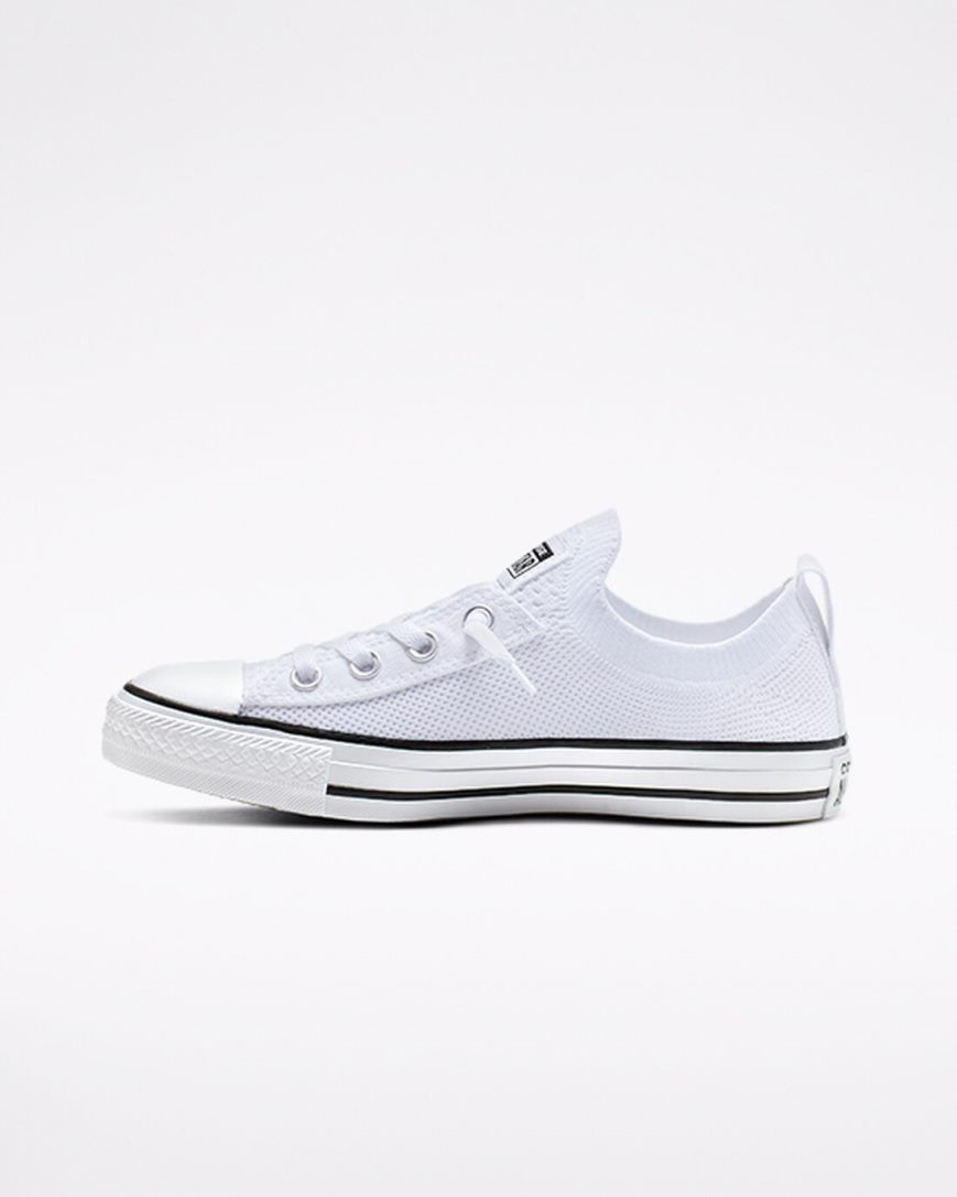 White / Black / White Converse Chuck Taylor All Star Shoreline Knit Slip Women's Low Top Shoes | JI8I145K7