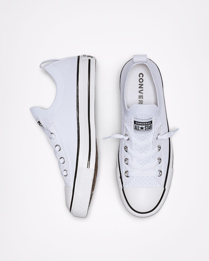 White / Black / White Converse Chuck Taylor All Star Shoreline Knit Slip Women's Low Top Shoes | JI8I145K7