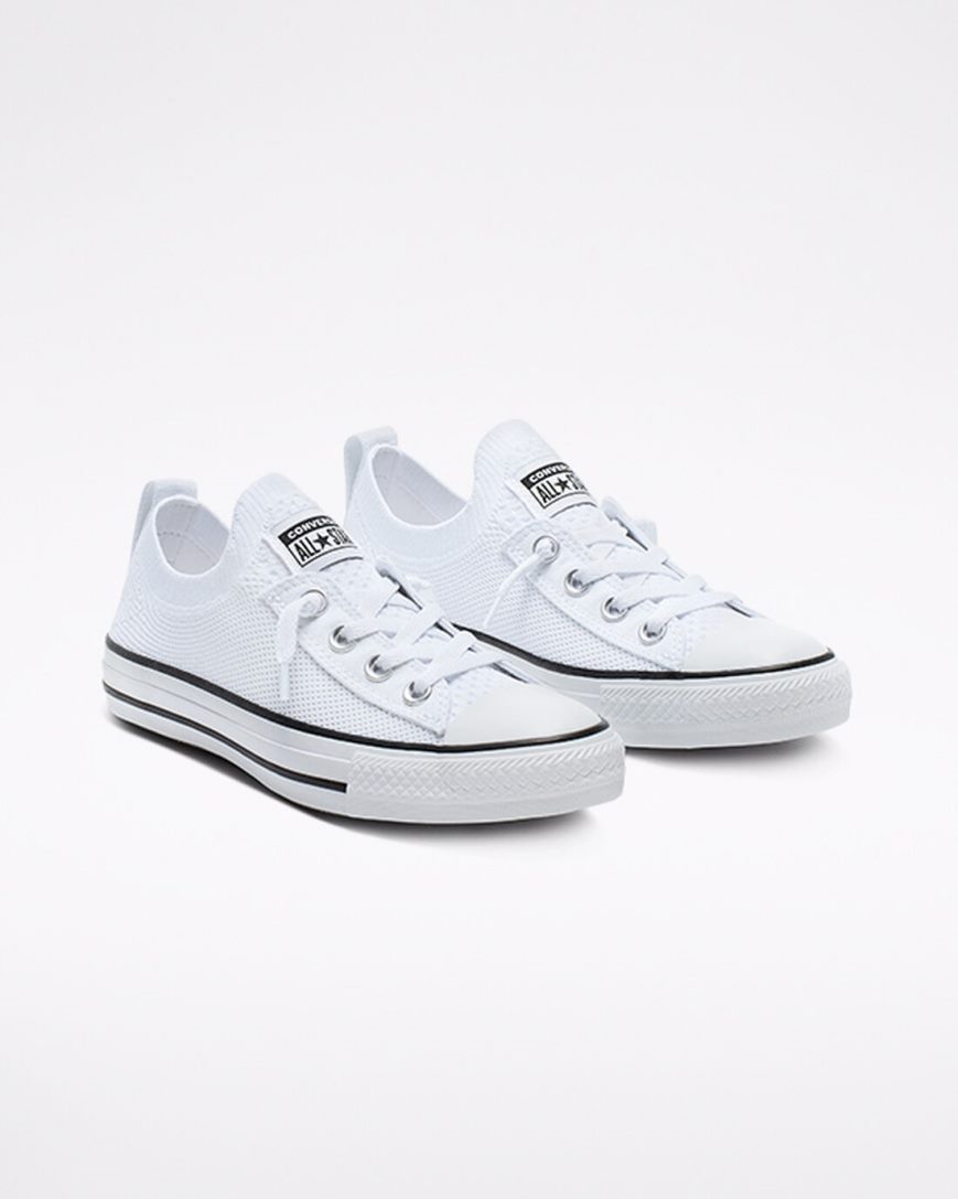 White / Black / White Converse Chuck Taylor All Star Shoreline Knit Slip Women's Low Top Shoes | JI8I145K7