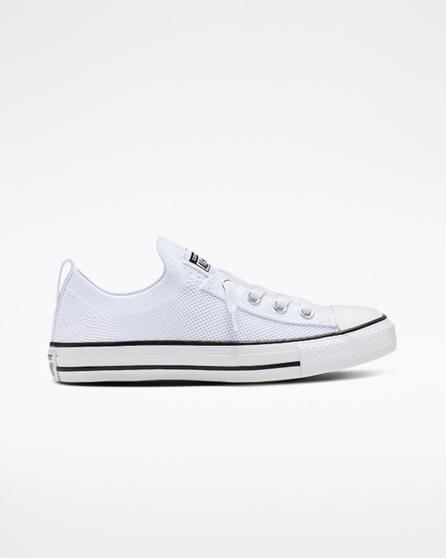 White / Black / White Converse Chuck Taylor All Star Shoreline Knit Slip Women\'s Low Top Shoes | JI8I145K7