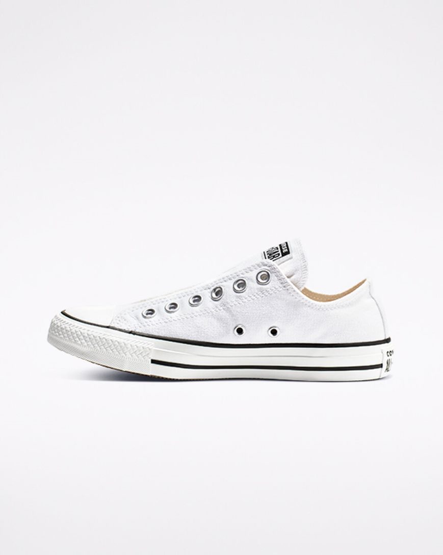 White / Black / White Converse Chuck Taylor All Star Women's Slip On Shoes | UDL5KI978