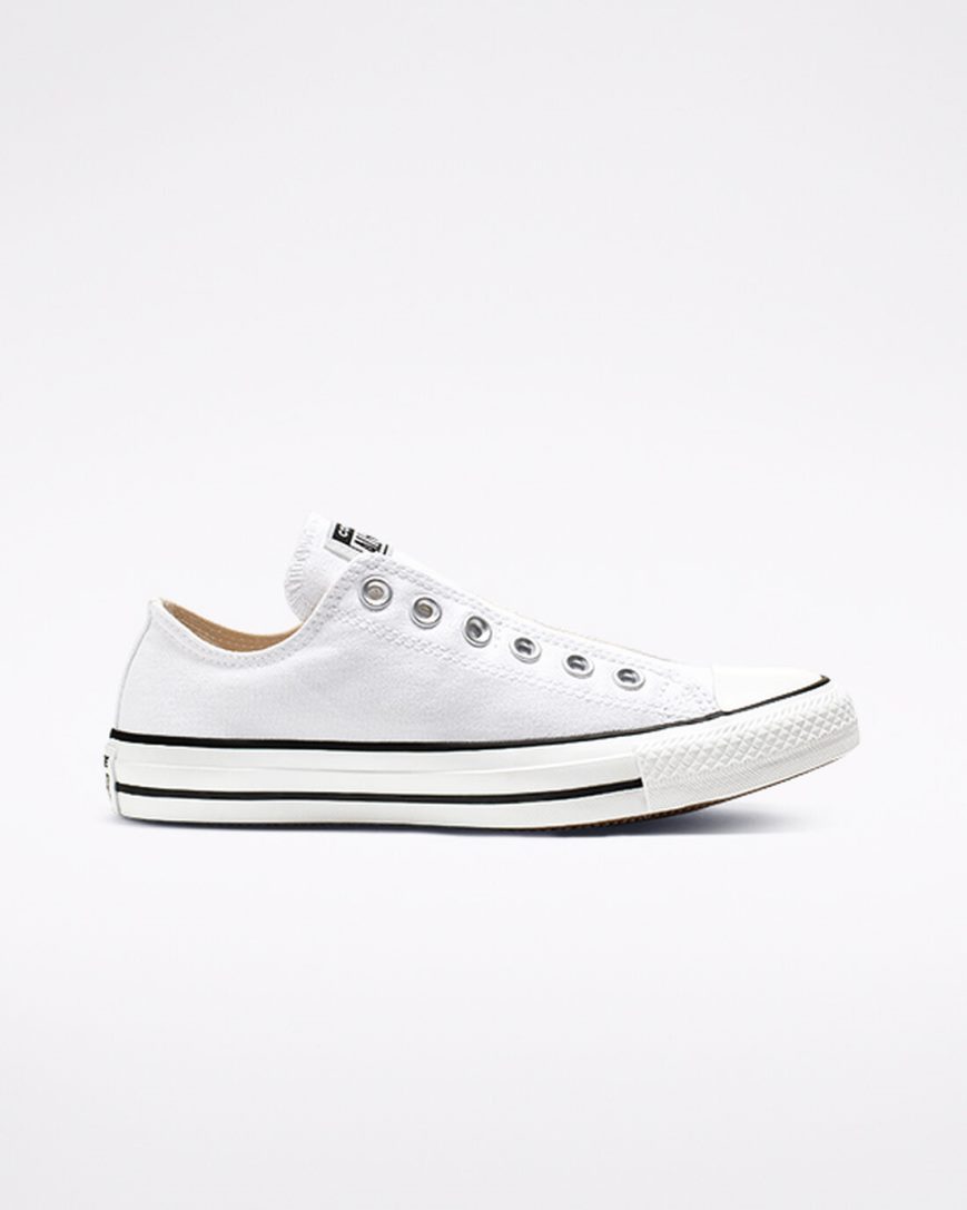 White / Black / White Converse Chuck Taylor All Star Women's Slip On Shoes | UDL5KI978