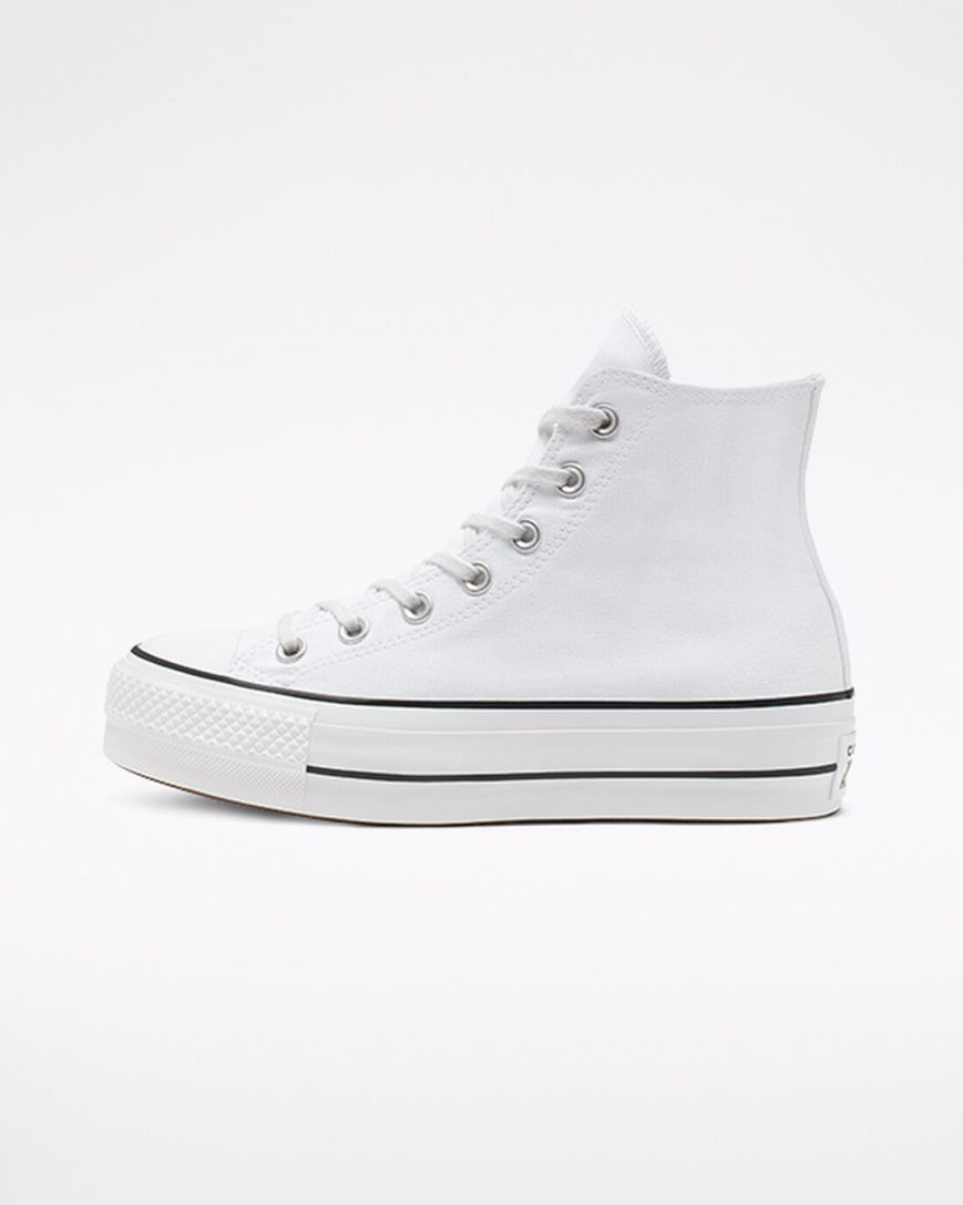 White / Black / White Converse Chuck Taylor All Star Lift Canvas High Top Women's Platform Shoes | UZI3K718L