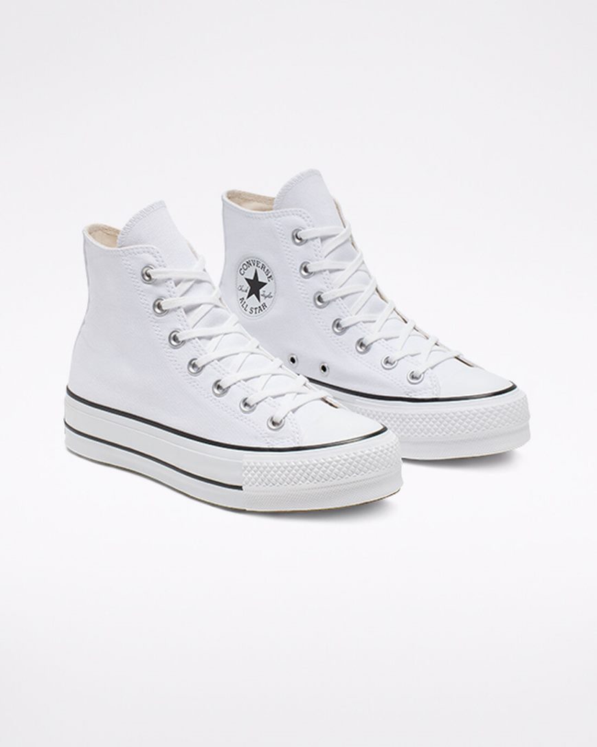 White / Black / White Converse Chuck Taylor All Star Lift Canvas High Top Women's Platform Shoes | UZI3K718L