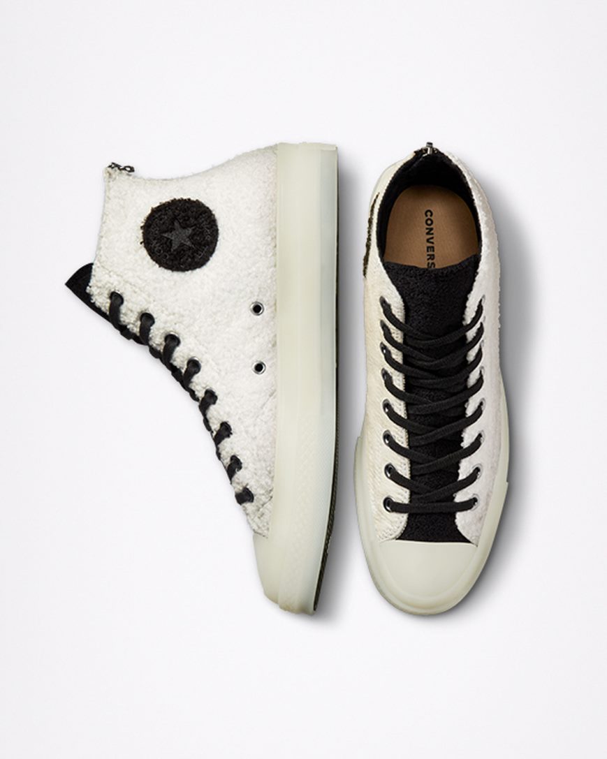 White / Black / White Converse x CLOT Chuck 70 Men's High Top Shoes | PV4LKI938