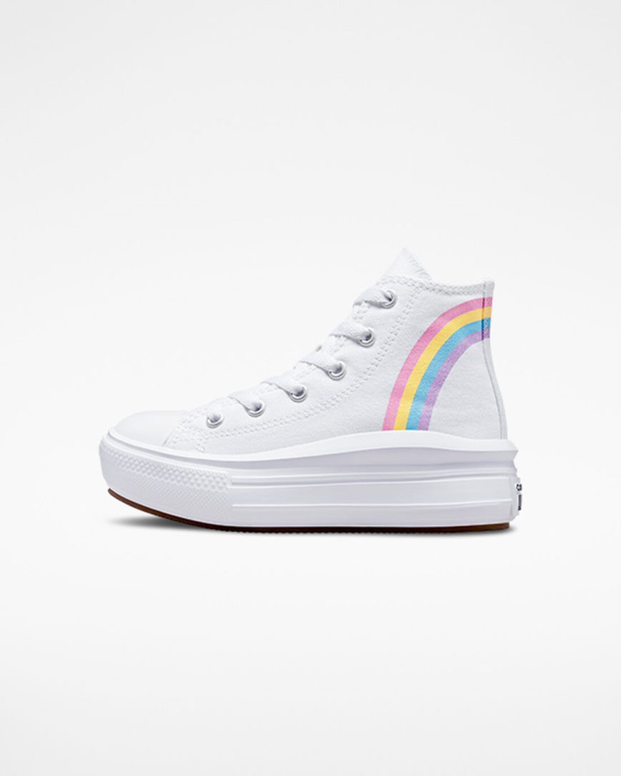 White / Blue / Pink Converse Chuck Taylor All Star Move Rainbow Cloud High Top Girls' Platform Shoes | DH879LIK4