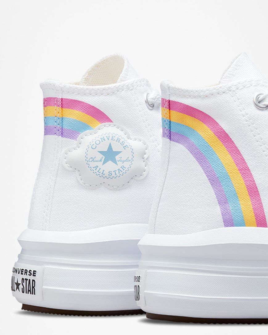 White / Blue / Pink Converse Chuck Taylor All Star Move Rainbow Cloud High Top Girls' Platform Shoes | DH879LIK4