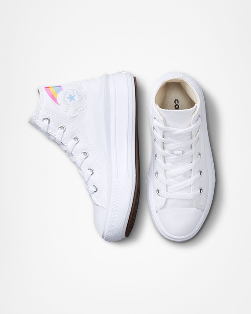 White / Blue / Pink Converse Chuck Taylor All Star Move Rainbow Cloud High Top Girls' Platform Shoes | DH879LIK4