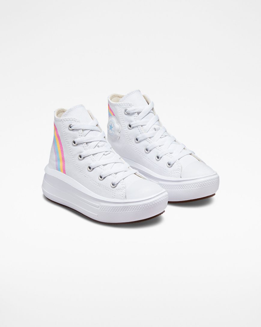 White / Blue / Pink Converse Chuck Taylor All Star Move Rainbow Cloud High Top Girls' Platform Shoes | DH879LIK4