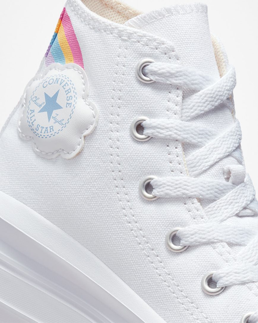 White / Blue / Pink Converse Chuck Taylor All Star Move Rainbow Cloud High Top Girls' Platform Shoes | DH879LIK4