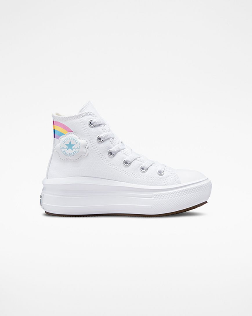 White / Blue / Pink Converse Chuck Taylor All Star Move Rainbow Cloud High Top Girls\' Platform Shoes | DH879LIK4