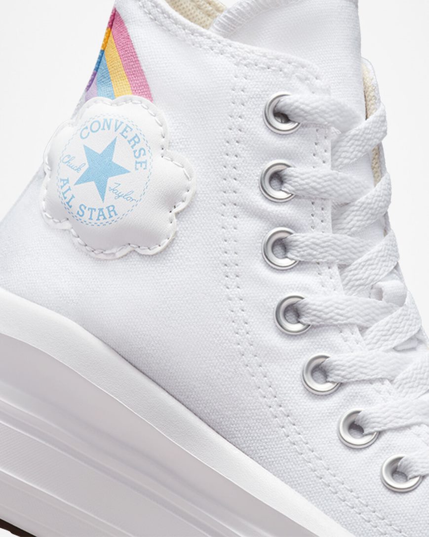 White / Blue / Pink Converse Chuck Taylor All Star Move Rainbow Cloud High Top Girls' Platform Shoes | IY53K71IL