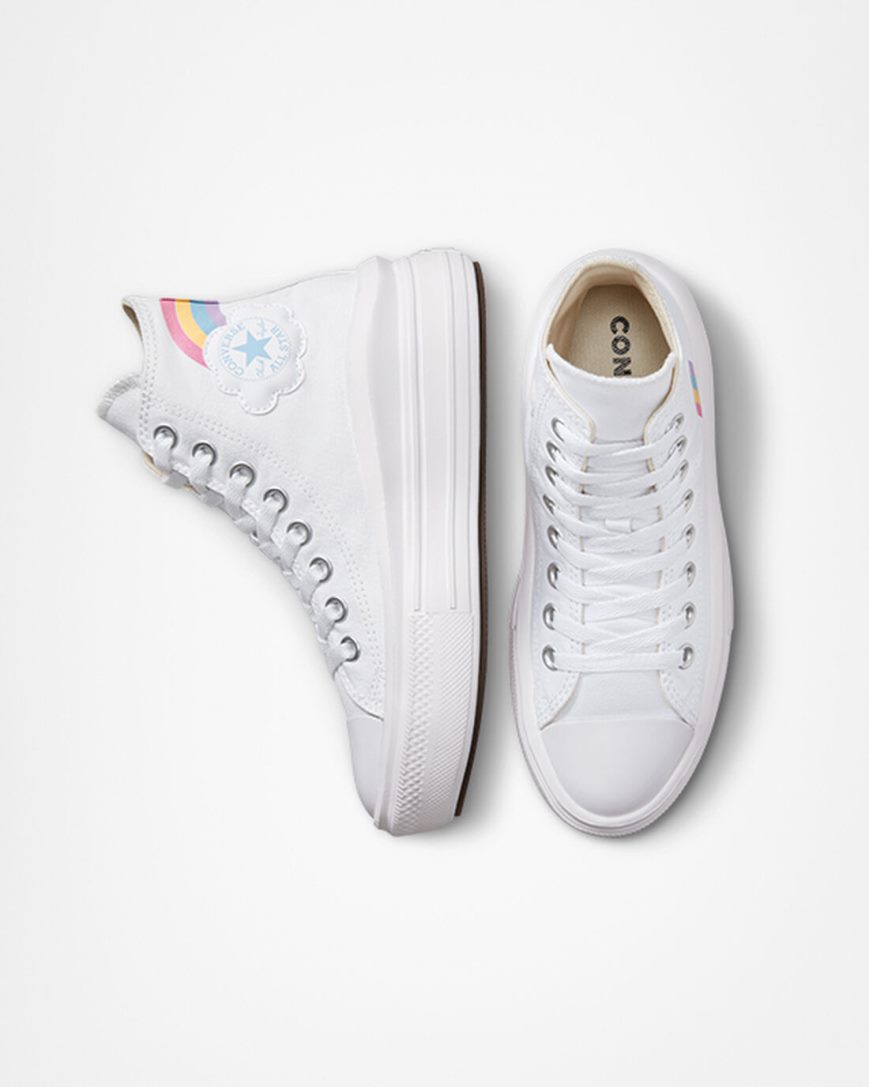 White / Blue / Pink Converse Chuck Taylor All Star Move Rainbow Cloud High Top Girls' Platform Shoes | IY53K71IL