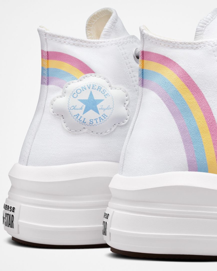 White / Blue / Pink Converse Chuck Taylor All Star Move Rainbow Cloud High Top Girls' Platform Shoes | IY53K71IL