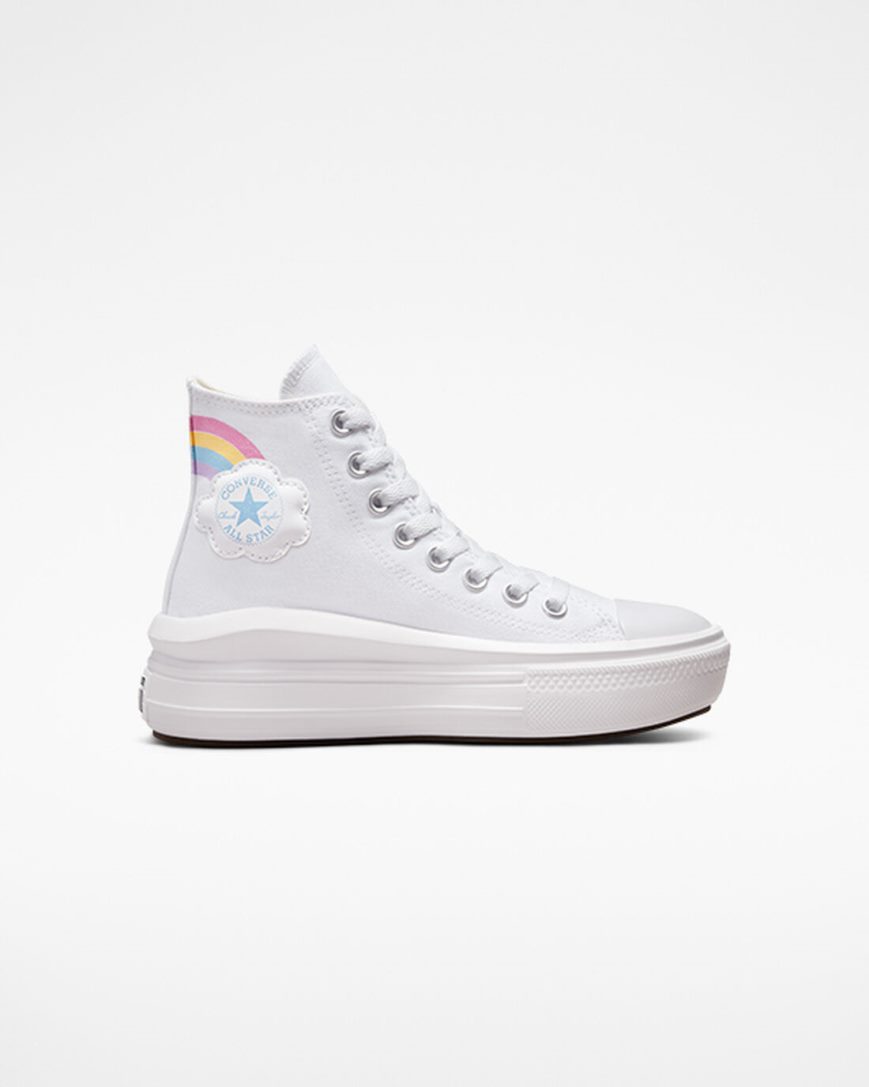 White / Blue / Pink Converse Chuck Taylor All Star Move Rainbow Cloud High Top Girls\' Platform Shoes | IY53K71IL