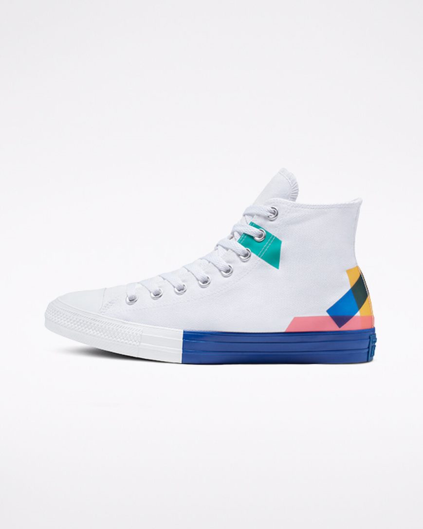 White / Blue / Red Converse Chuck Taylor All Star Space Racer High Top Men's High Top Shoes | WUI41K98L