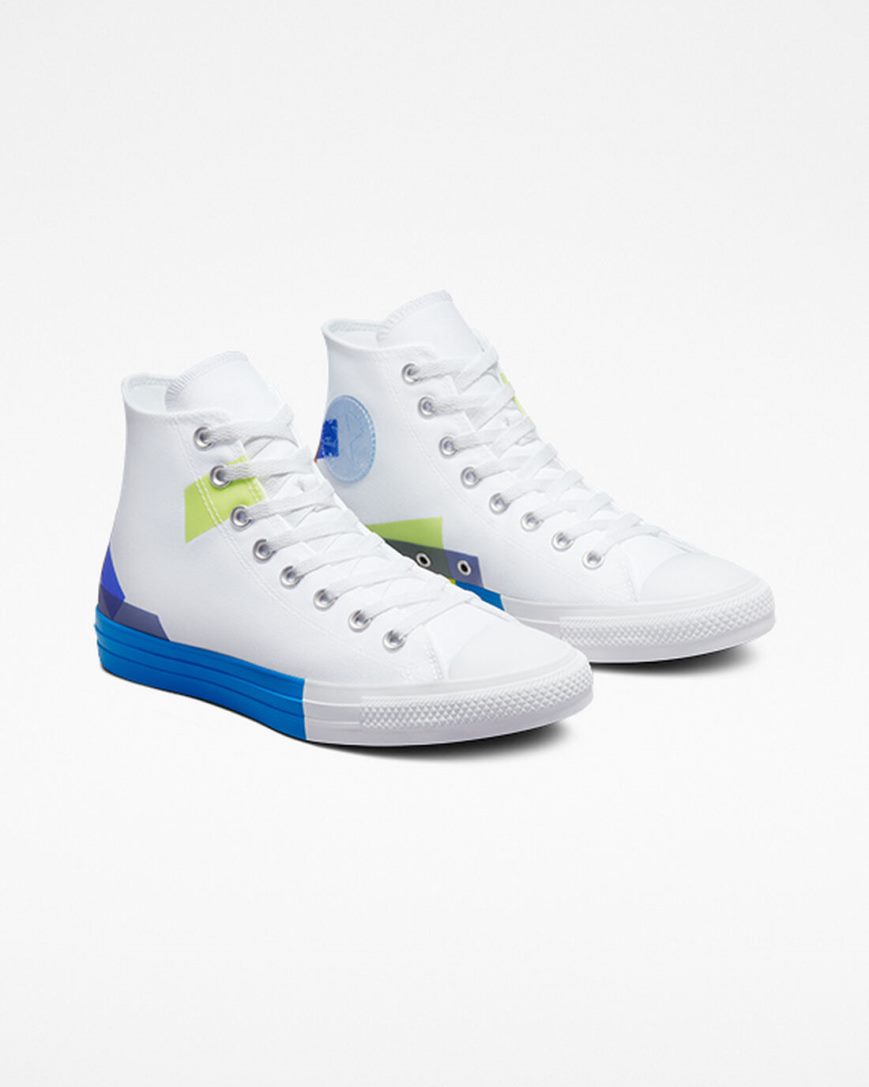 White / Blue / White Converse Chuck Taylor All Star Space Racer Women's High Top Shoes | ID45138L9