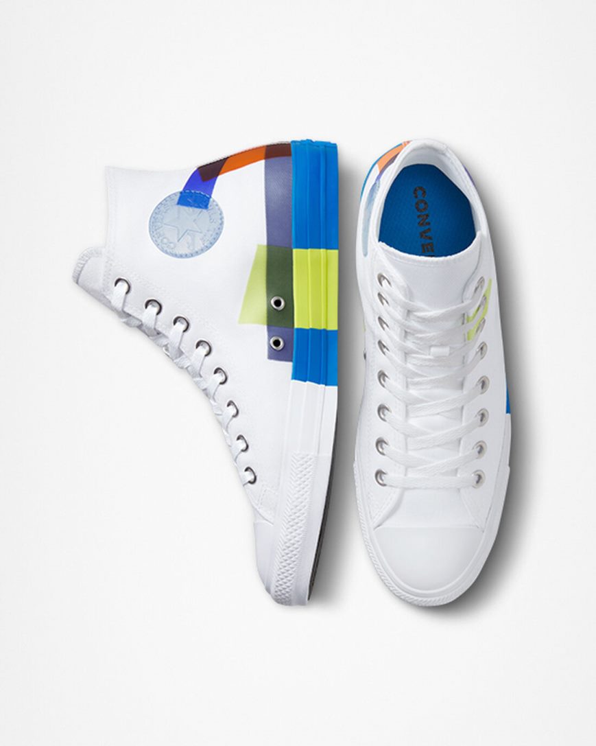 White / Blue / White Converse Chuck Taylor All Star Space Racer Men's High Top Shoes | NX18I7493