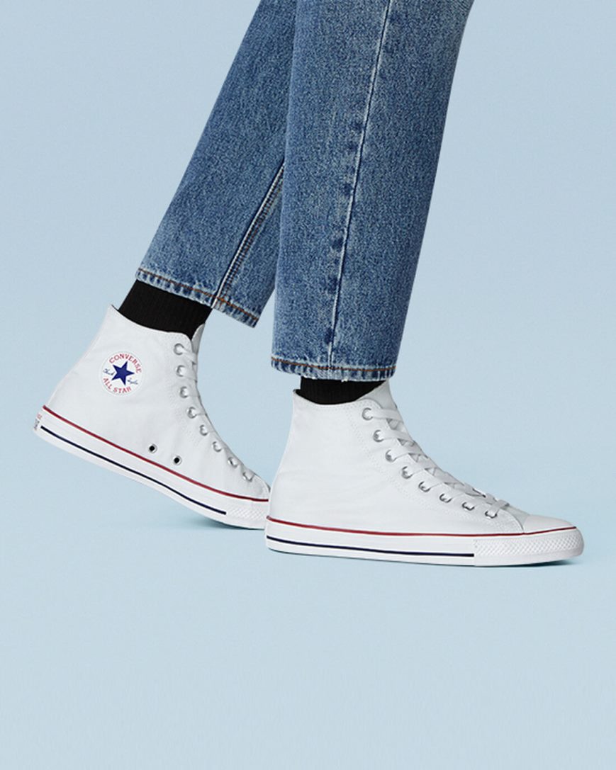 White Converse Chuck Taylor All Star Classic Men's High Top Shoes | QUL7K4935