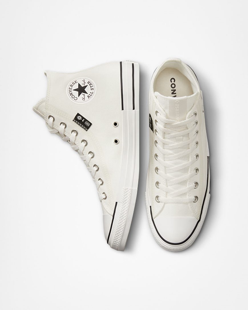 White Converse Chuck Taylor All Star Grid Logo Women's High Top Shoes | FT389L1K4