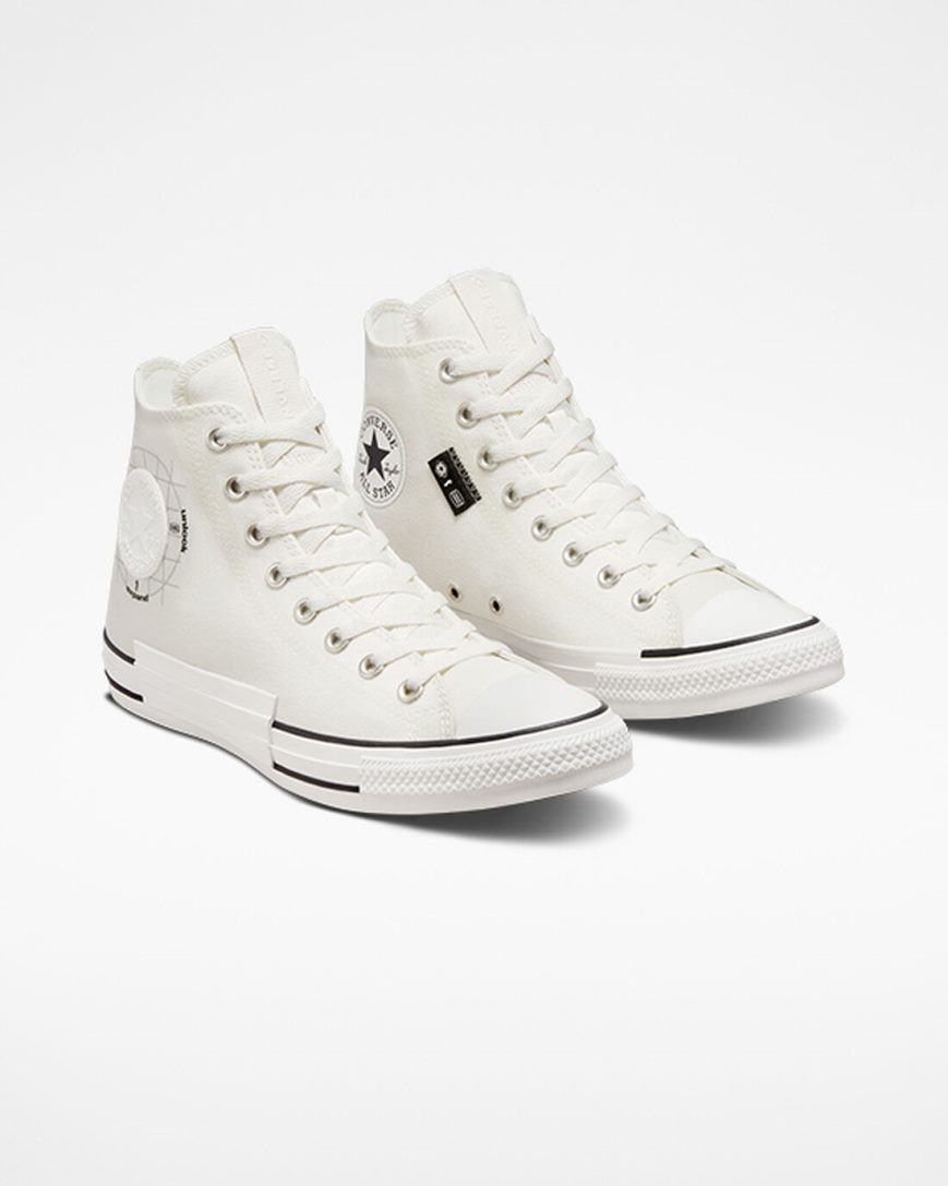 White Converse Chuck Taylor All Star Grid Logo Women's High Top Shoes | FT389L1K4