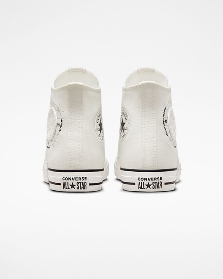 White Converse Chuck Taylor All Star Grid Logo Women's High Top Shoes | FT389L1K4