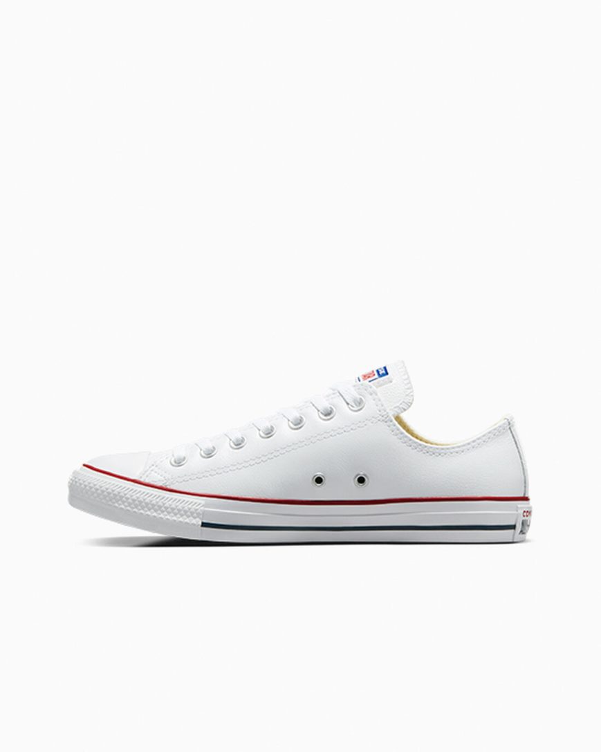 White Converse Chuck Taylor All Star Leather Women's Low Top Shoes | KSK87315L