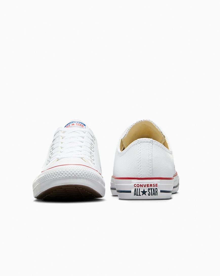 White Converse Chuck Taylor All Star Leather Women's Low Top Shoes | KSK87315L