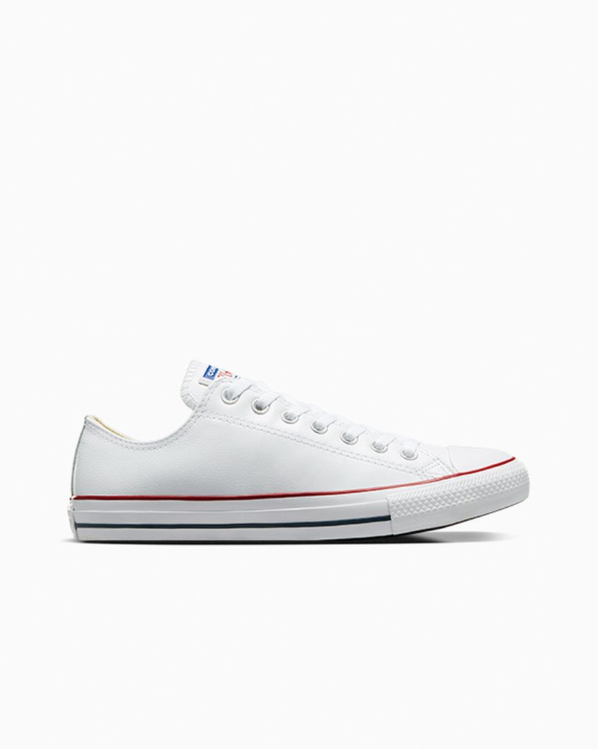 White Converse Chuck Taylor All Star Leather Women\'s Low Top Shoes | KSK87315L