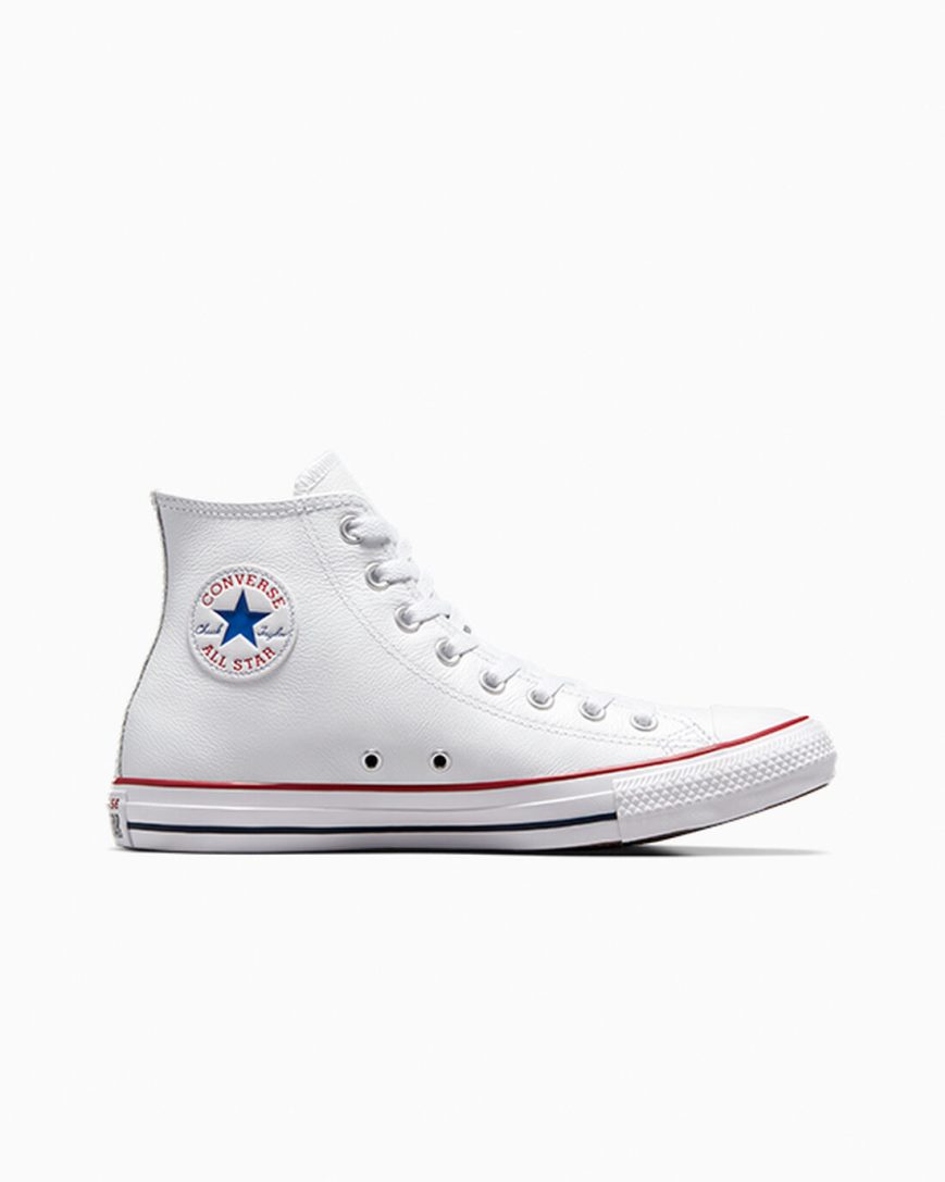 White Converse Chuck Taylor All Star Leather Women\'s High Top Shoes | KTL51I47K