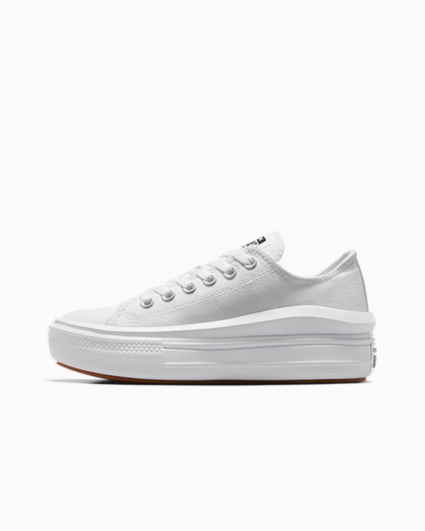 White Converse Chuck Taylor All Star Move Low Top Women's Platform Shoes | IJ18ILK73