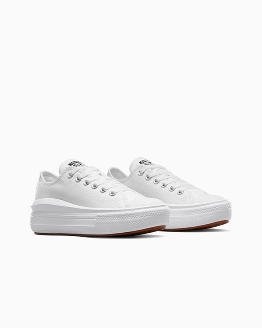 White Converse Chuck Taylor All Star Move Low Top Women's Platform Shoes | IJ18ILK73