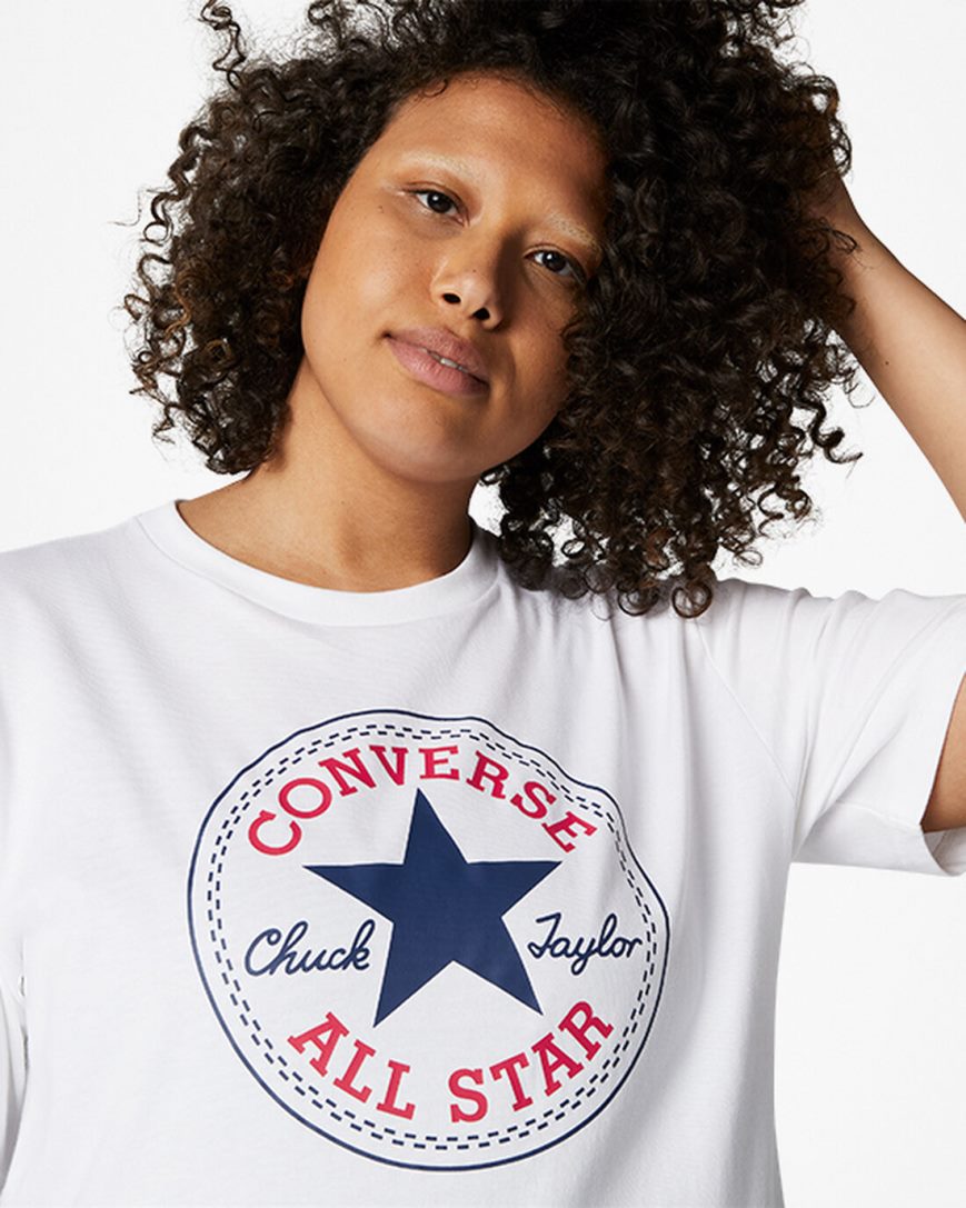 White Converse Go-To Chuck Taylor Classic Patch Standard Fit Men's T-Shirts | CA18IK975