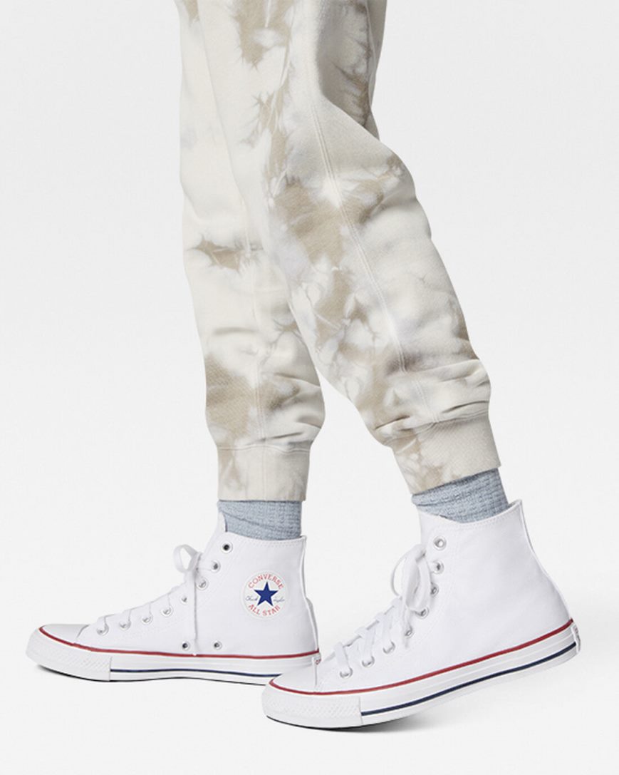 White Converse Go-To Star Chevron Washed Standard Fit Women's Sweatpants | AF8K913L5