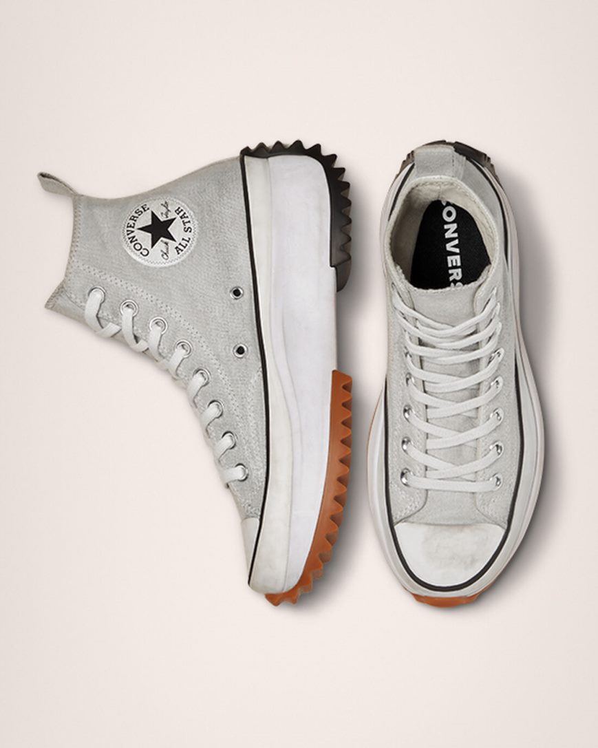 White Converse Run Star Hike Smoked Canvas High Top Women's Platform Shoes | HP539I48K