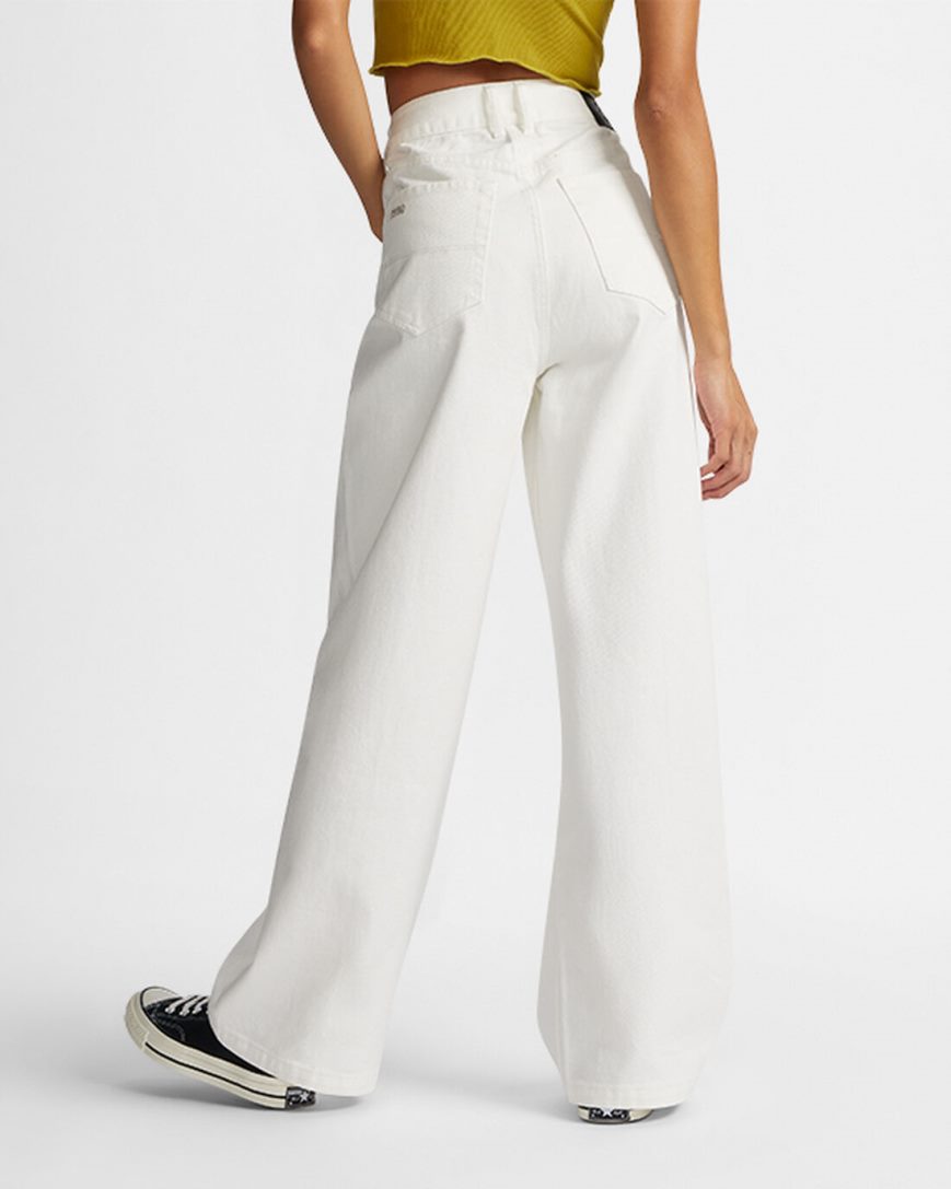 White Converse Wide Leg Twill Women's Pants | CJ51K389L