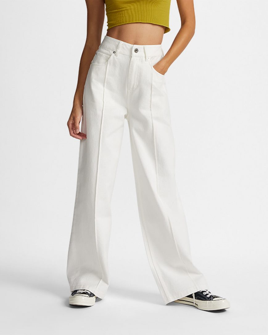 White Converse Wide Leg Twill Women\'s Pants | CJ51K389L