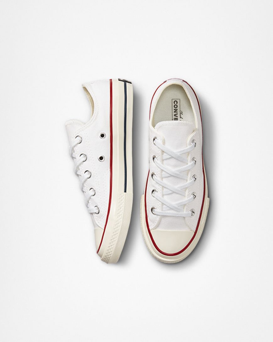 White / Dark Red Converse Chuck 70 Vintage Canvas Boys' Low Top Shoes | QR18K7L4I