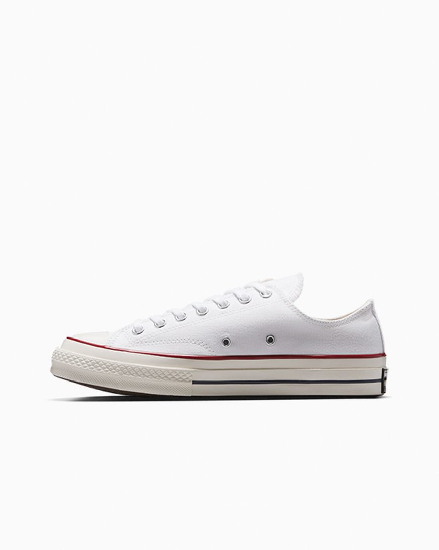 White / Dark Red Converse Chuck 70 Vintage Canvas Men's Low Top Shoes | QW49LI751