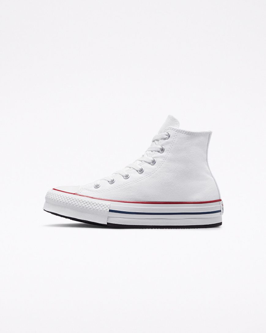 White / Dark Red / Navy Converse Chuck Taylor All Star Lift High Top Girls' Platform Shoes | GZ194KI53