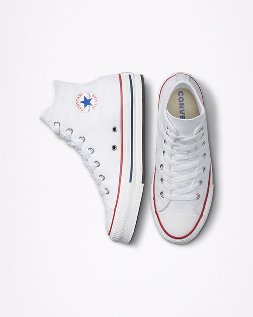 White / Dark Red / Navy Converse Chuck Taylor All Star Lift High Top Girls' Platform Shoes | GZ194KI53