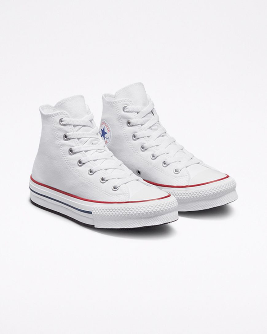 White / Dark Red / Navy Converse Chuck Taylor All Star Lift High Top Girls' Platform Shoes | GZ194KI53