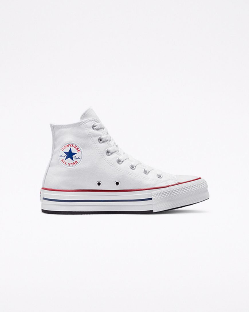 White / Dark Red / Navy Converse Chuck Taylor All Star Lift High Top Girls\' Platform Shoes | GZ194KI53