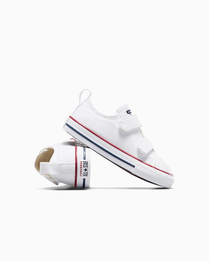 White / Dark Red / Navy Converse Chuck Taylor All Star Easy-On Boys' Low Top Shoes | JQ5K34IL7