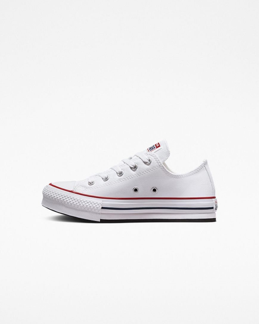 White / Dark Red / Navy Converse Chuck Taylor All Star Lift Low Top Girls' Platform Shoes | KT4537K81