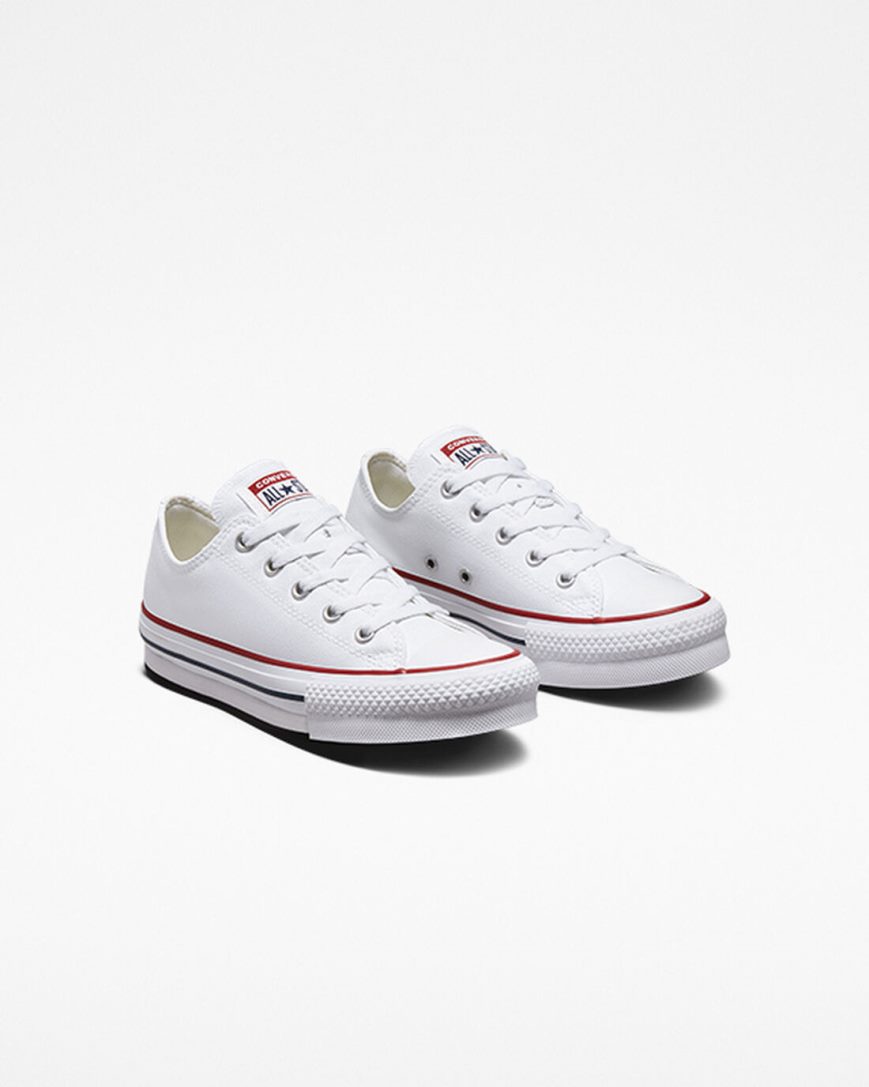 White / Dark Red / Navy Converse Chuck Taylor All Star Lift Low Top Girls' Platform Shoes | KT4537K81